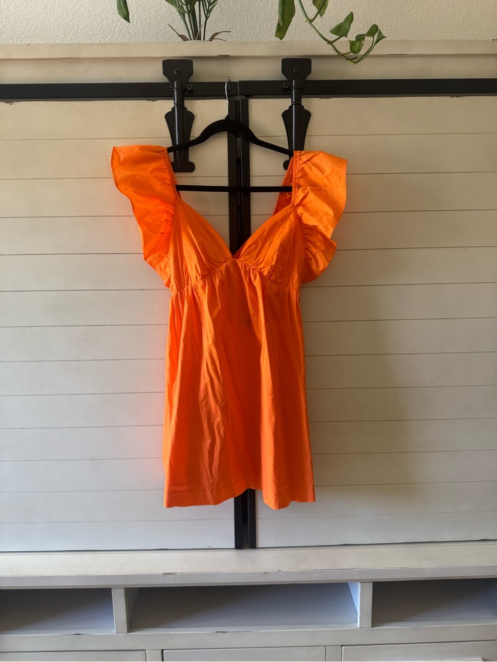 Orange Ruffle Sleeve Women's dress